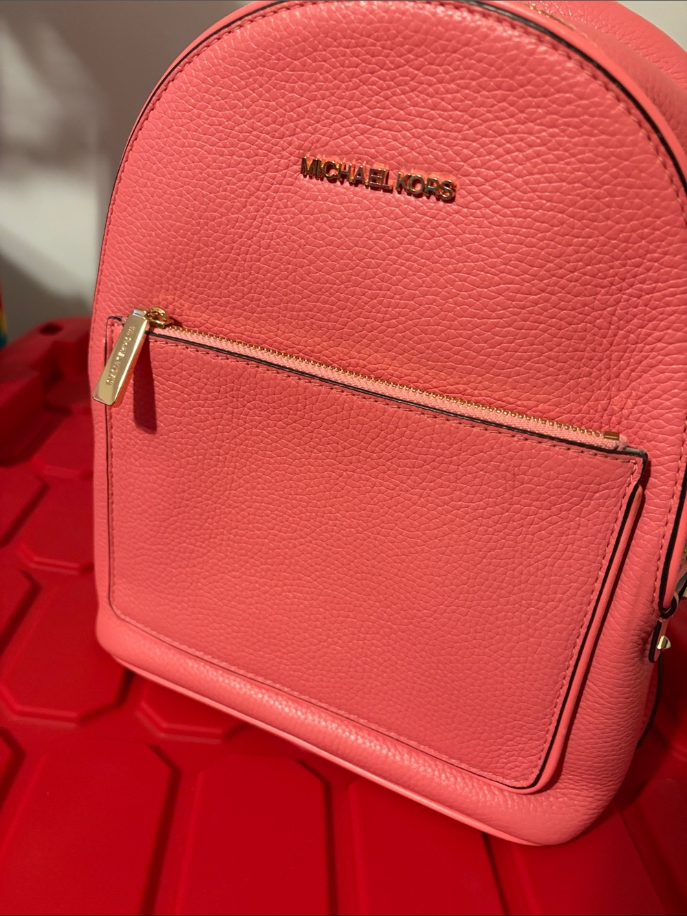 Michael Kors Coral Pink Pebbled Leather Mini Backpack